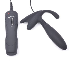 7 Speeds Silicone Anal Vibrator in Black Color