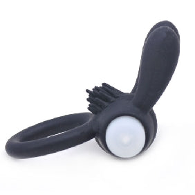 Silicone Black Rabbit Vibrating Cock Ring