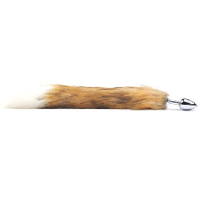 Small Size Metallic Anal Plug with Yellow and White Color Tail