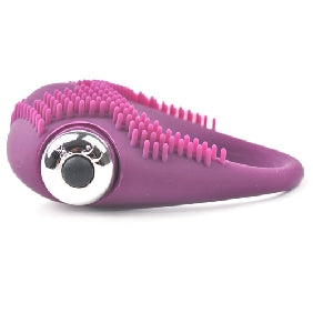 Purple Color Silicone Vibrating Cock Ring with Clitoral Stimulator