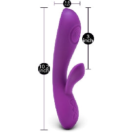 12-Speed Purple Color Rechargeable Silicone Vibrator with Sucking Function Accessory