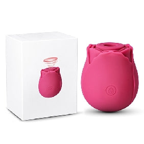 7-Function Red Color Silicone Clitoral Sucking Rose Vibrator