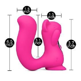 10 Speeds Pink Color Silicone Squirrel Clitoral Sucking Massager, Cute shape, medical grade silicone.