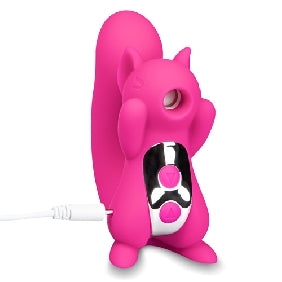 10 Speeds Pink Color Silicone Squirrel Clitoral Sucking Massager, Cute shape, medical grade silicone.