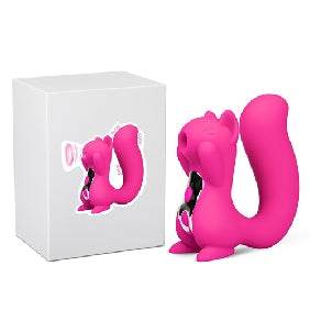 10 Speeds Pink Color Silicone Squirrel Clitoral Sucking Massager, Cute shape, medical grade silicone.