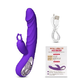 12-Speed Purple Color Silicone Rabbit Vibrator with Wiggling Function.