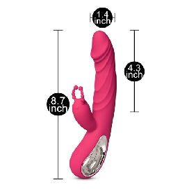12-Speed Red Color Silicone Rabbit Vibrator with Wiggling Function.