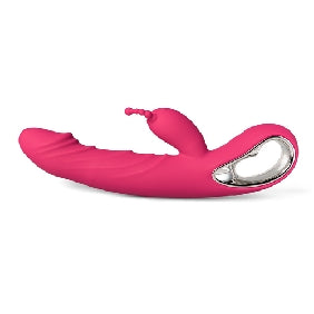 12-Speed Red Color Silicone Rabbit Vibrator with Wiggling Function.