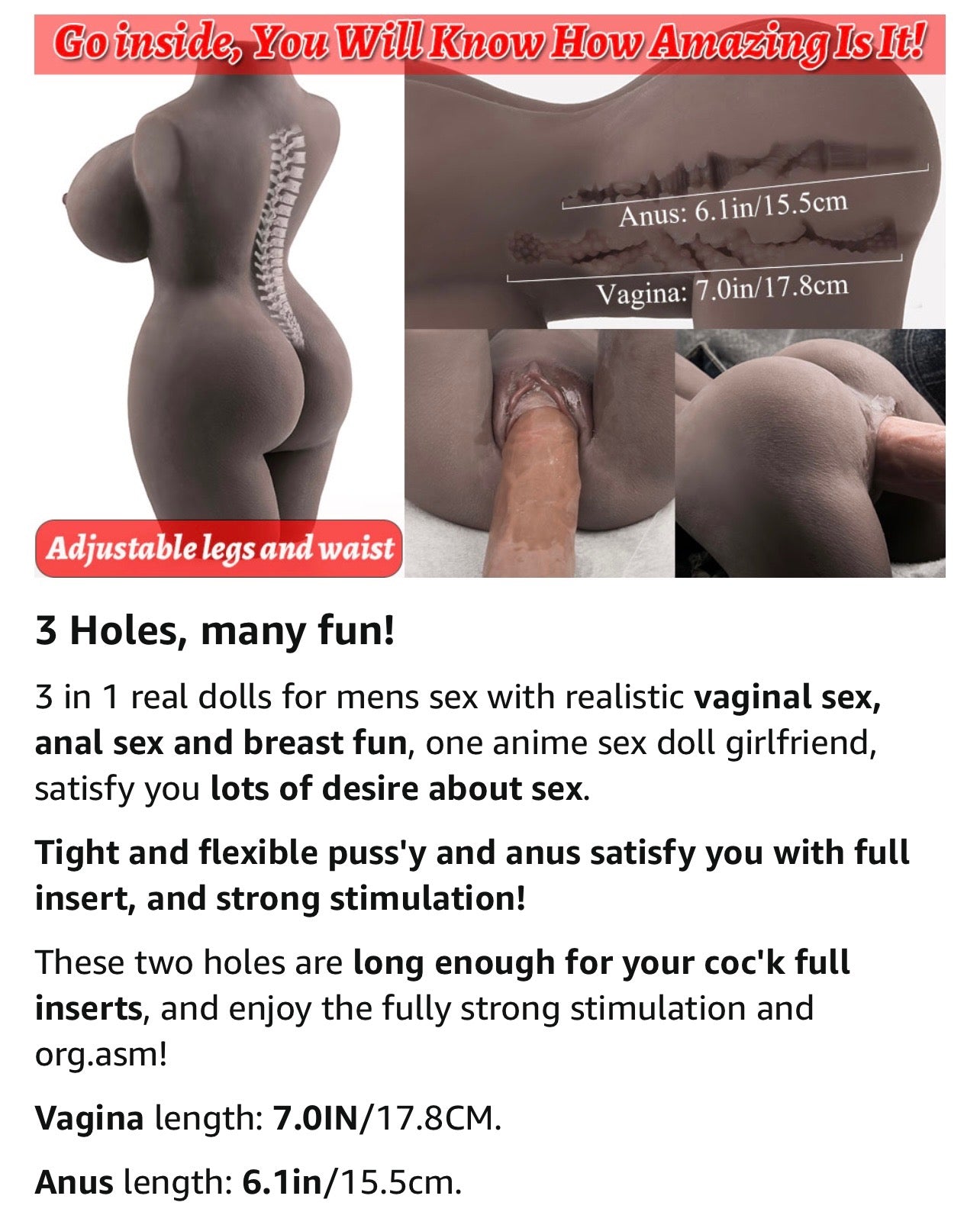 3 Way Realistic Sex Torso