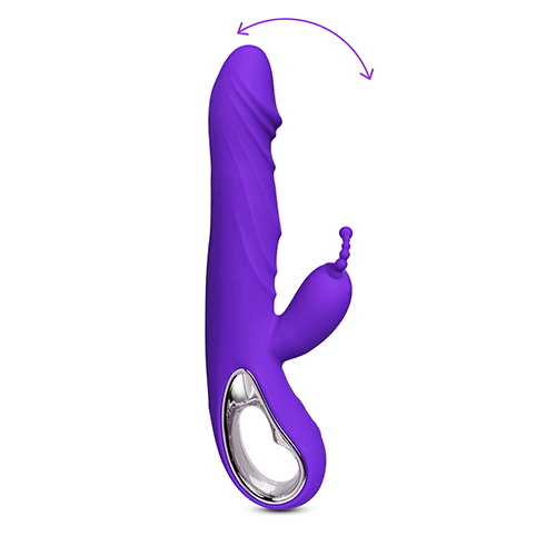12-Speed Purple Color Silicone Rabbit Vibrator with Wiggling Function.