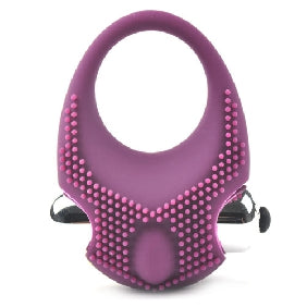 Purple Color Silicone Vibrating Cock Ring with Clitoral Stimulator