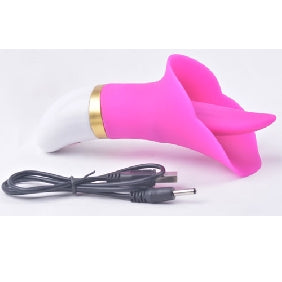 12-Speed Pink Color Rechargeable Silicone Vibrating Tongue
