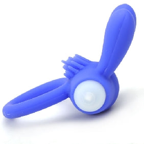 Silicone Blue Rabbit Vibrating Cock Ring