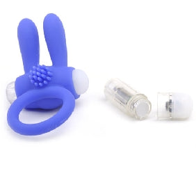 Silicone Blue Rabbit Vibrating Cock Ring