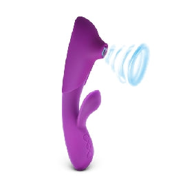 12-Speed Purple Color Rechargeable Silicone Vibrator with Sucking Function Accessory