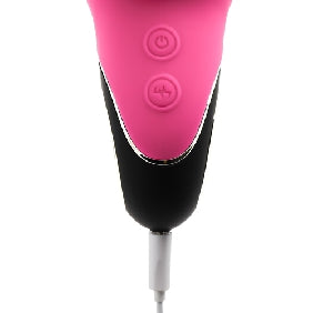 Pink Color 9 Speeds Rechargeable Silicone Thrusting Rabbit Vibrator with Rotation, medical grade silicone. Phthalate & Latex free