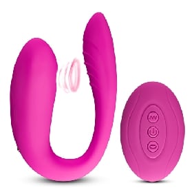 10 Speeds Pink Remote Control Rechargeable Clitoral and Couple Vibrator with Sucking Function