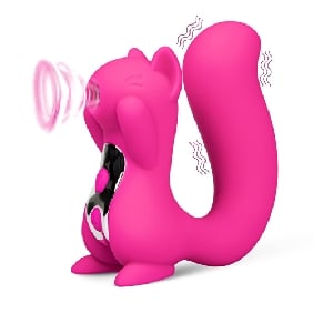 10 Speeds Pink Color Silicone Squirrel Clitoral Sucking Massager, Cute shape, medical grade silicone.