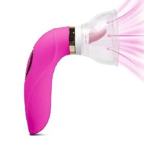 8 Speeds Pink Color Clitoral Sucking & Licking Massager with Tongue & 2 Cups ( Short Size Version without Vibrator )