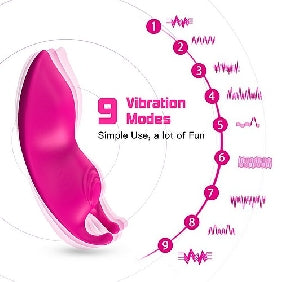 Remote Control 9-Speed Rose Red Color Silicone Vibrator for Panties with Magnetic Clip, medical grade silicone. Phthalate & Latex free.