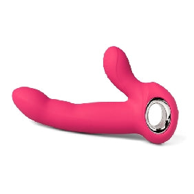12-Speed Red Color Silicone G-Spot Vibrator with Wiggling Function.