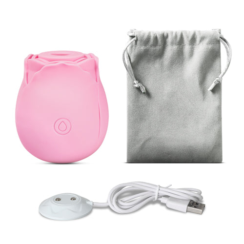 7-Function Pink Color Silicone Clitoral Sucking Rose Vibrator