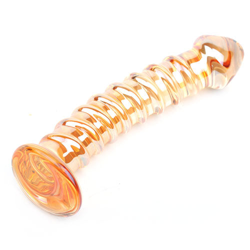 Golden Color Textured Glass Dildo