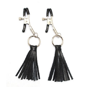 Nipple Clamps with Leather Cluster