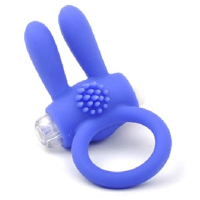 Silicone Blue Rabbit Vibrating Cock Ring